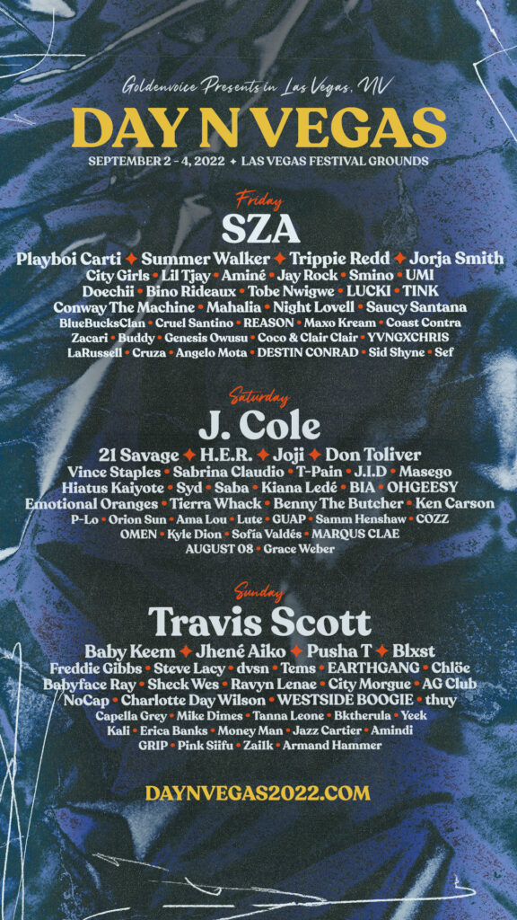 sza j cole and travis scott announced for day n vegas fest 2022